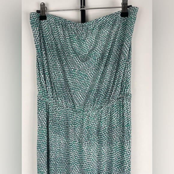 Joie Dalila Blue Green All Over‎ Leaf Pattern Strapless Coastal Beach Maxi Dress - Picture 2 of 10